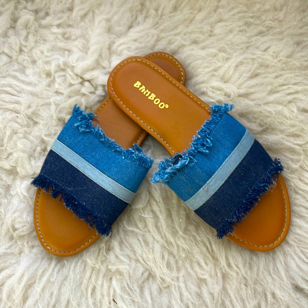 Bamboo Denim Slides/Sandals